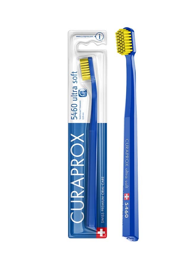 CURAPROX Cs 5460 Ultra-Soft Toothbrush | Bpa-Free Manual Brush For Adults With 5460 Curen® Filaments | Gentle Plaque Removal For Healthier Gums And Teeth – Dark Blue/Yellow, 1 Pack - Image 1